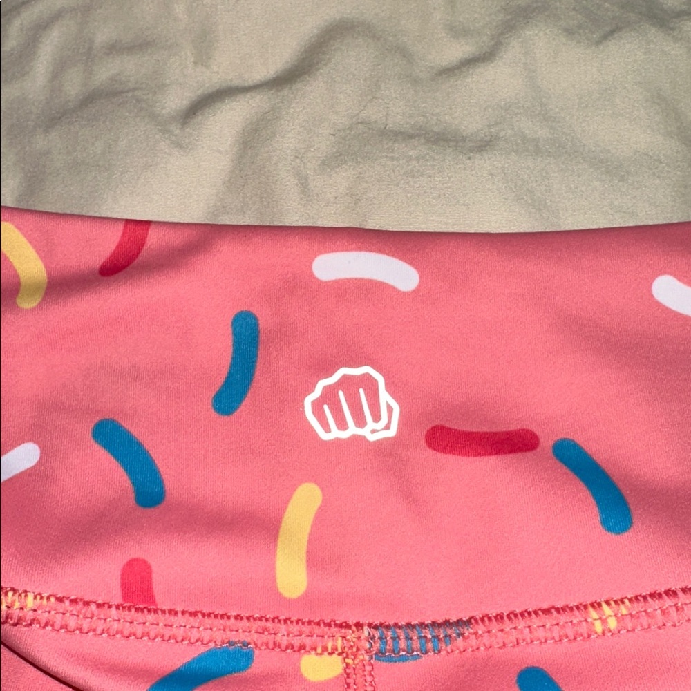 🍩 Feed Me Fight Me 🍩 *NEW* Women's Pink Donut Sprinkle Athletic Workout Shorts - Picture 7 of 12
